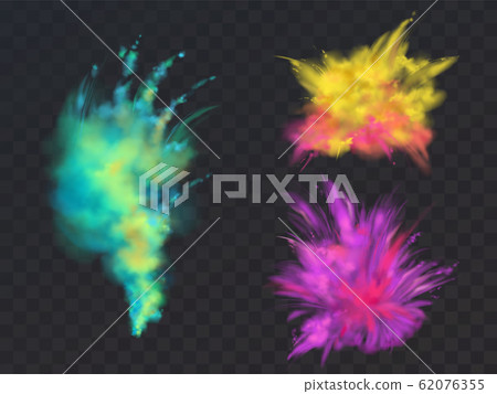 set of powder explosions for Holi fest 62076355