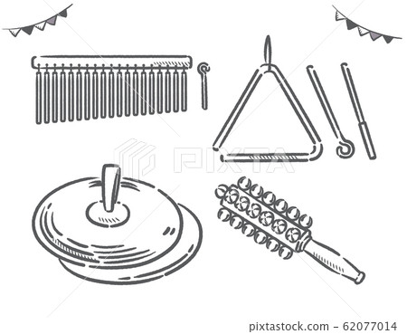 打擊樂器的插圖素材集。 62077014