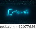 Mathematical formula of Gaussian integral floating in cyberspace (with upper and lower grids) 62077686