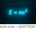 Einstein's formula floating in cyberspace (e = mc2) (with upper and lower grids) 62077692