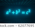 Pythagorean theorem floating in cyberspace (with upper and lower grids) 62077695