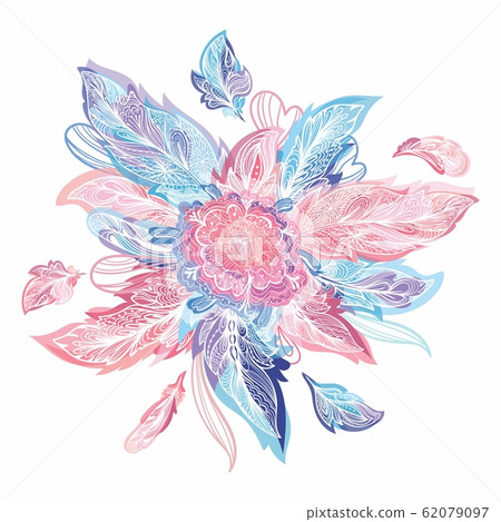 Vector boho style shape made of feathers 62079097