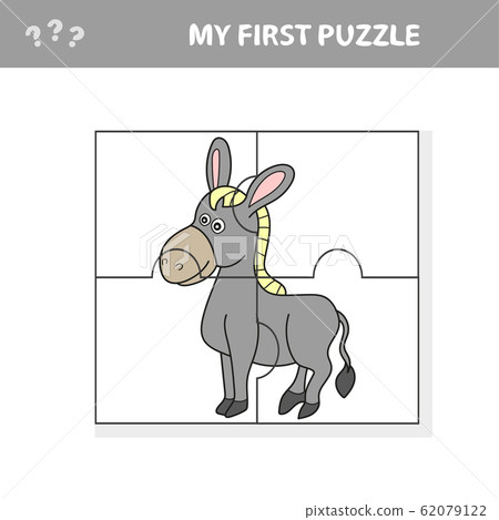 Cartoon Puzzle Game for Preschool Children with Funny Donkey Farm Animal 62079122