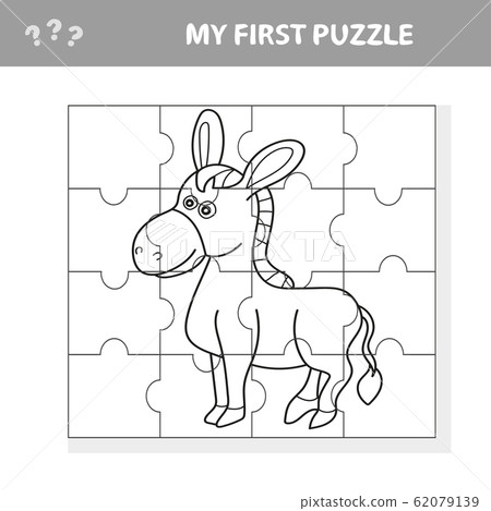 Cartoon Puzzle Game for Preschool Children with Funny Donkey Farm Animal Cartoon Puzzle Game for Preschool Children with Funny Donkey Farm Animal 62079139