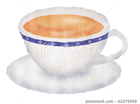 Illustration of milk tea cup and saucer watercolor style 62079509