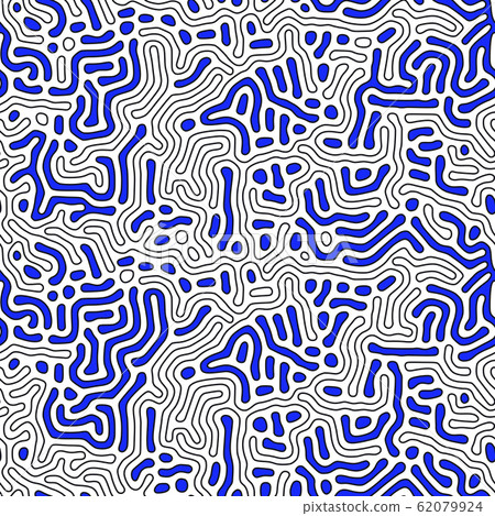 Organic background with rounded lines. Diffusion reaction seamless pattern. Linear design with biological shapes. Abstract vector illustration in black and white. Organic background with rounded lines. Diffusion reaction seamless pattern. Linear design with biological shapes. Abstract vector illustration in black and white. 62079924
