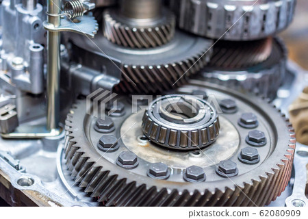 Close-up helical gears in car automatic transmission Close-up helical gears in car automatic transmission 62080909