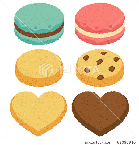 Macaron and cookies hand drawn style illustration set 62080910