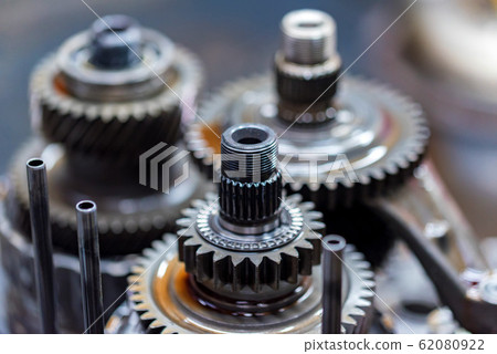 Close-up helical gears in car automatic transmission 62080922