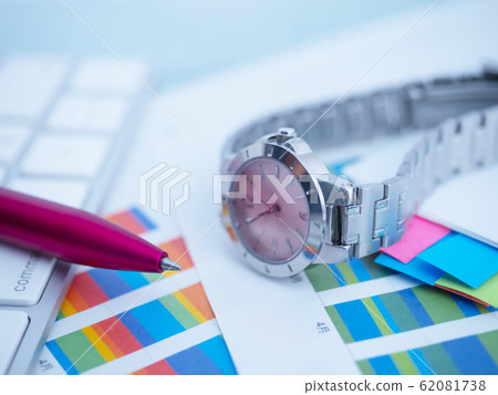 Business image, graph, documents, keyboard, clock, woman Business image, graph, documents, keyboard, clock, woman 62081738