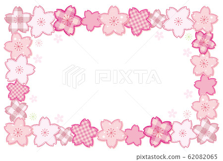 Applique style cherry blossom frame rectangle Applique style cherry blossom frame rectangle 62082065