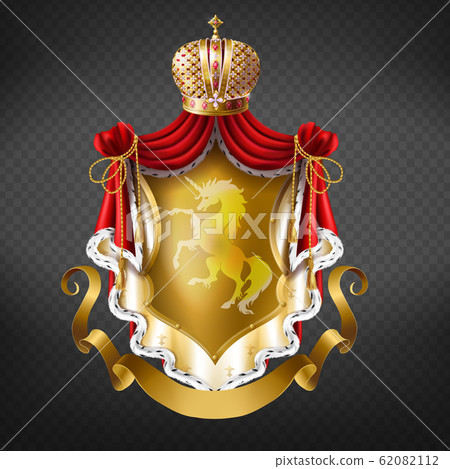 golden royal coat of arms with crown - Stock Illustration [62082112 ...
