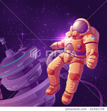 Future astronaut in outer space cartoon 62082136