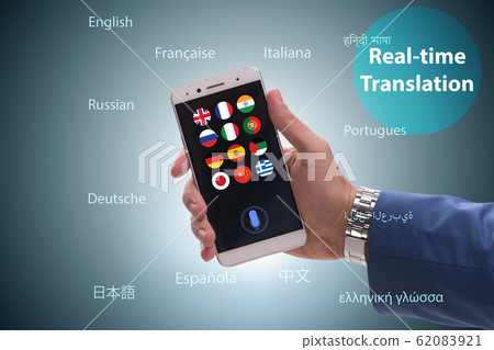 Concept of real time translation with smartphone app 62083921