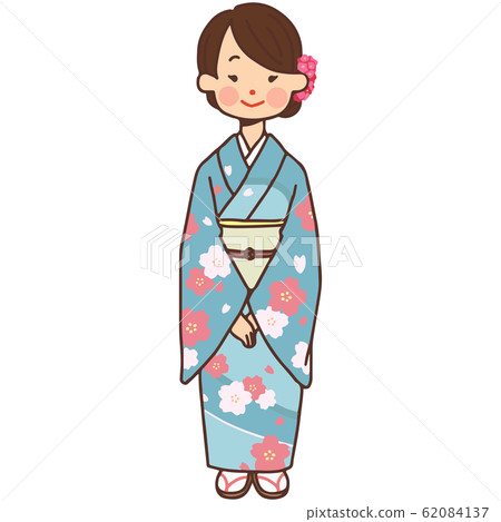 A Woman In A Kimono - Stock Illustration [62084137] - Pixta