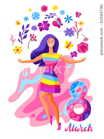 Greeting card for International Womens Day celebration. Greeting card for International Womens Day celebration. 62084790