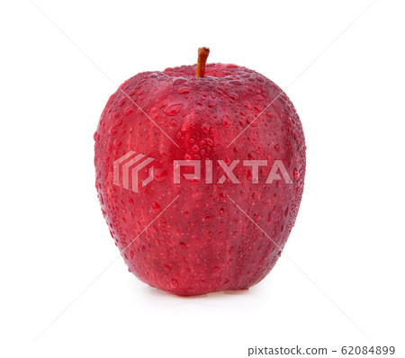 Red apple with water drops isolated on white Red apple with water drops isolated on white 62084899