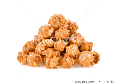 caramel corn isolated on white background. 62085019