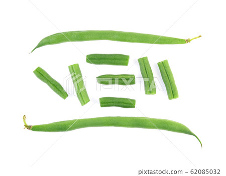 Top view of Green beans isolated on white Top view of Green beans isolated on white 62085032