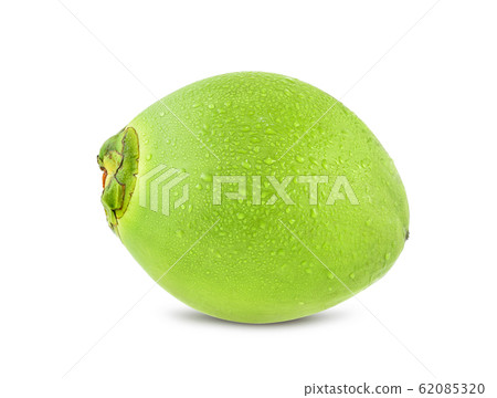 Green coconut with drops of water isolated on Green coconut with drops of water isolated on 62085320