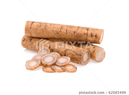 Burdock roots isolated white background. 62085499