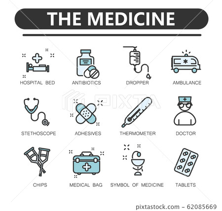 Line icons set of hospital - Stock Illustration [62085669] - PIXTA
