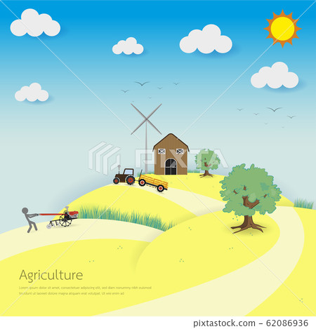 Agriculture and Farming background with windmill 62086936