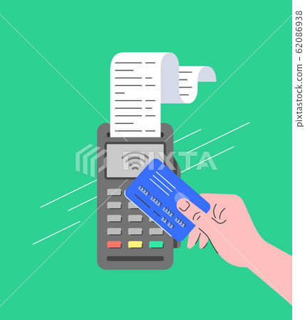 Contactless payment POS terminal with NFC card Contactless payment POS terminal with NFC card 62086938