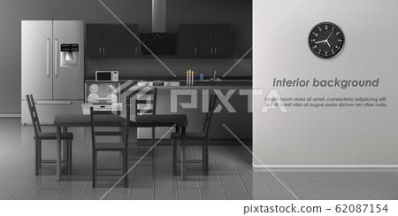 Modern kitchen interior realistic mockup Modern kitchen interior realistic mockup 62087154