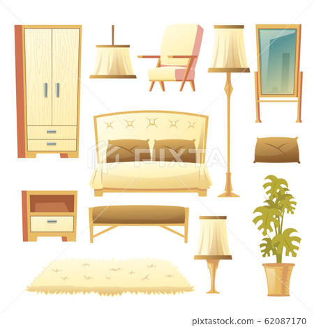 cartoon set of bedroom - interior set cartoon set of bedroom - interior set 62087170