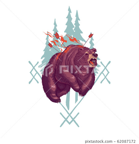 Wounded and furious grizzly bear cartoon Wounded and furious grizzly bear cartoon 62087172
