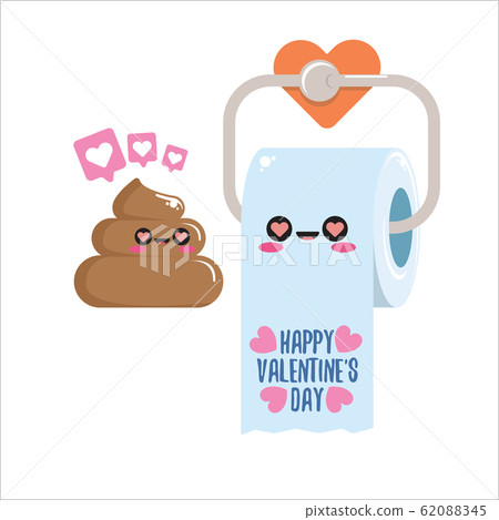 Funky Poo And Toilet Paper Falling In Love Stock