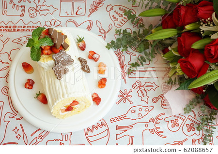 Bush de Noel (Buche de Noel), Christmas cake Bush de Noel (Buche de Noel), Christmas cake 62088657