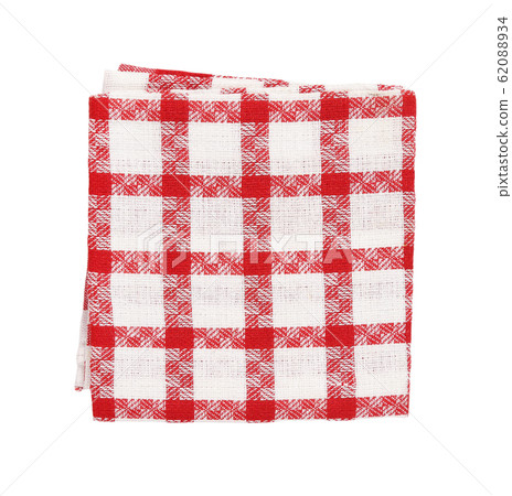 Checked red and white kitchen tea towel 62088934