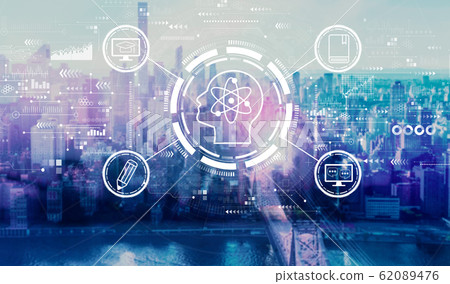 Online education concept with the New York City skyline Online education concept with the New York City skyline 62089476