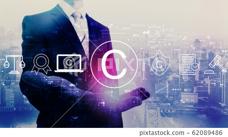 Copyright concept with businessman Copyright concept with businessman 62089486