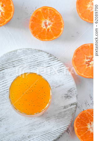Orange juice with basil seeds Orange juice with basil seeds 62089700