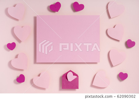 Valentine hearts with shadow, blank sheet of Valentine hearts with shadow, blank sheet of 62090302