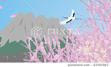 Kagoshima landscape and crane flight Kagoshima landscape and crane flight 62092867