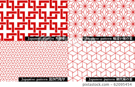 Japanese pattern corner connection, Rinju hemp leaf, Bishamon turtle shell, Ajiro hemp leaf 62095454