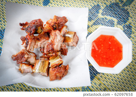 Roasted pork ribs chopped / Thai food asia grilled 62097658