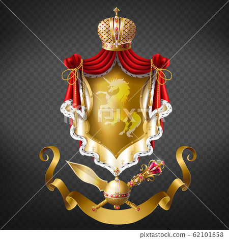 Medieval ruler coat of arms 3d realistic 62101858