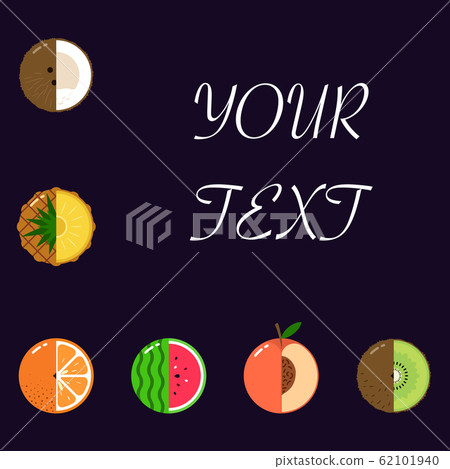 Fruits equally oriented vector pattern isolated with space for text 62101940