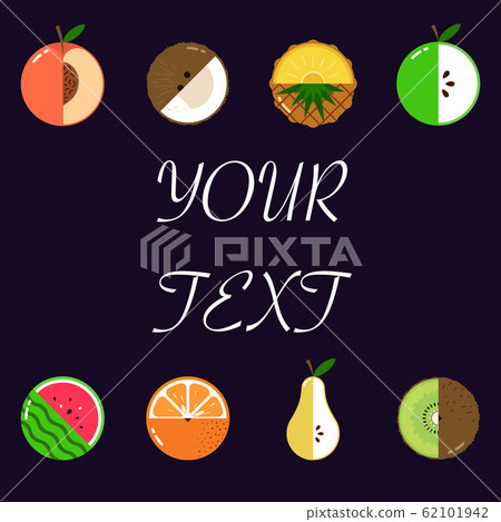 Fruits diversely oriented vector pattern isolated with space for text 62101942