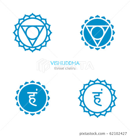 Vishuddha, throat chakra symbol. Colorful mandala. 62102427