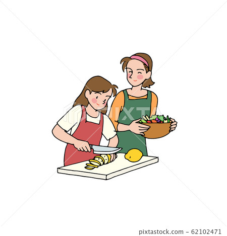 Cooking with parent and child 62102471