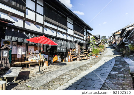 An old townscape view of the Magomejuku cobblestone slope 62102530