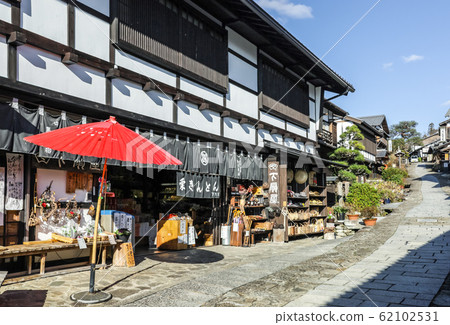 Magomejuku鵝卵石斜坡的舊市容景觀 62102531