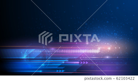 Illustration of light ray, stripe line with blue light, speed motion background. Vector design abstract, science, futuristic, energy, modern digital technology concept for wallpaper, banner background 62103422