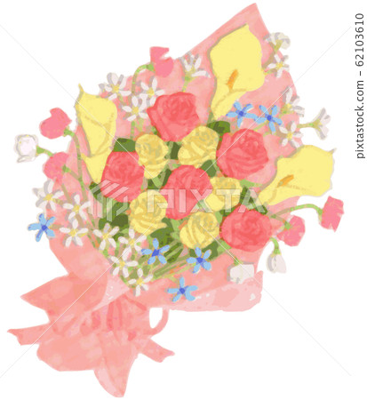 玫瑰和彩色百合 香豌豆和藍星的香味 插圖素材 圖庫